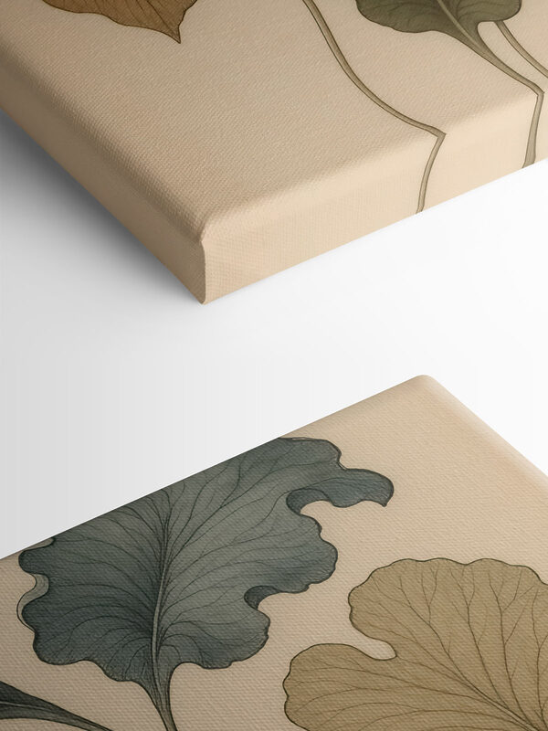Drawing of leaves on a white surface