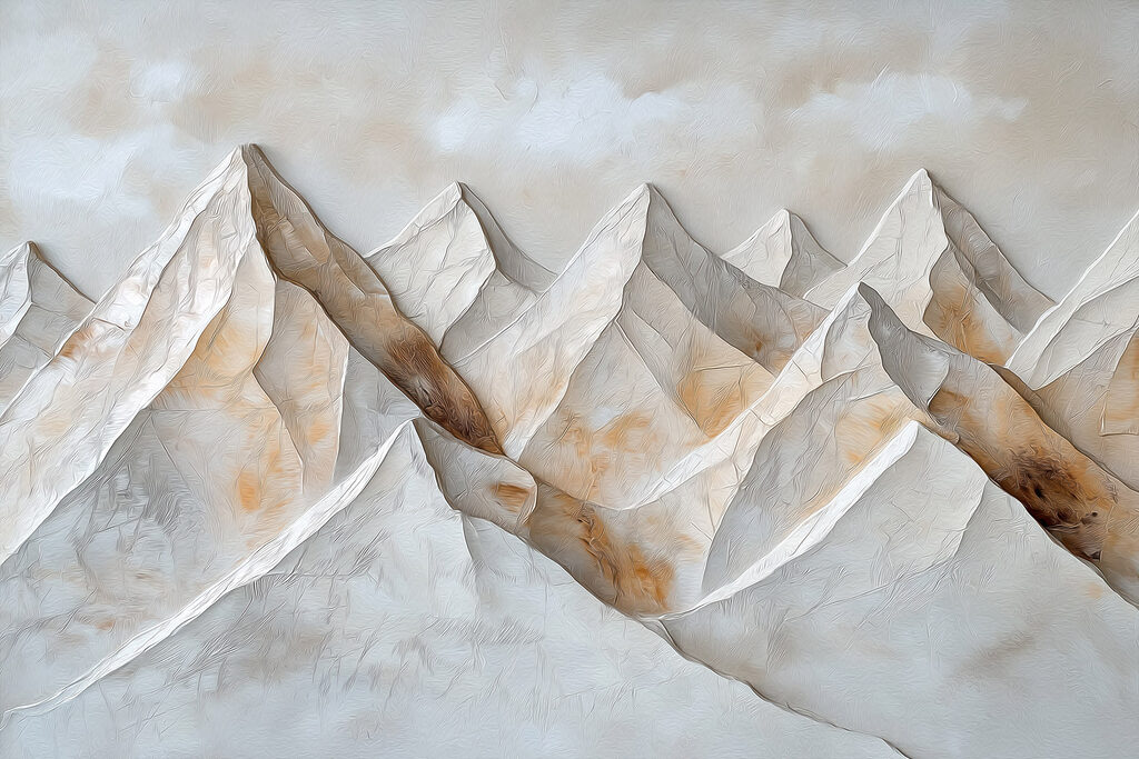 White and brown mountain range