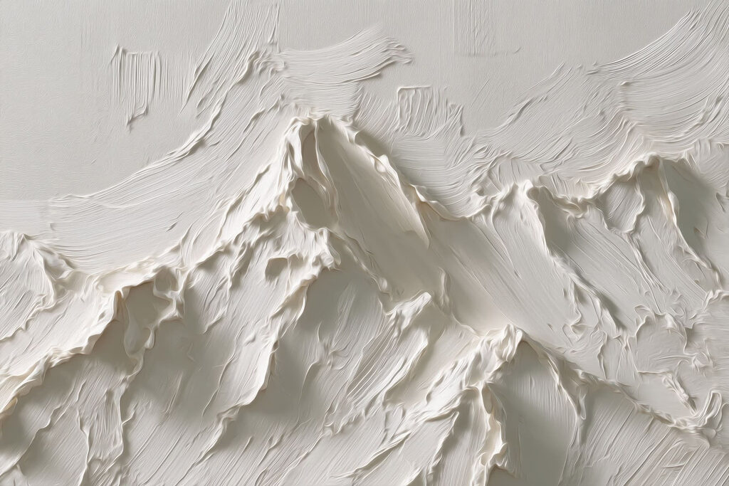 White wall with a mountain in the background
