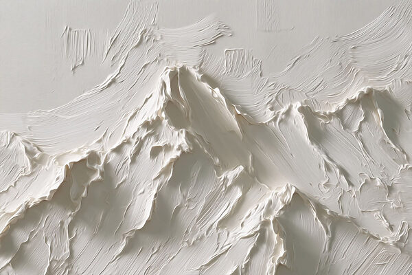 White wall with a mountain in the background
