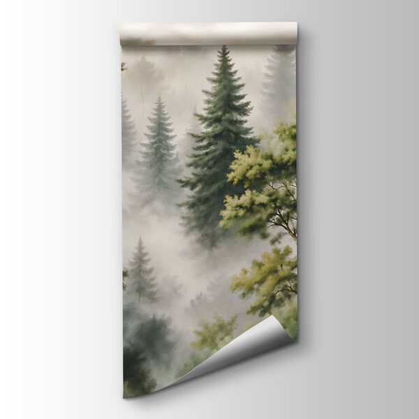 Foggy forest with trees Foggy forest with trees