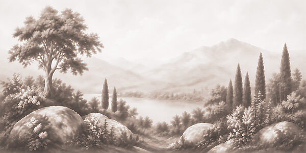 Landscape with trees and a lake