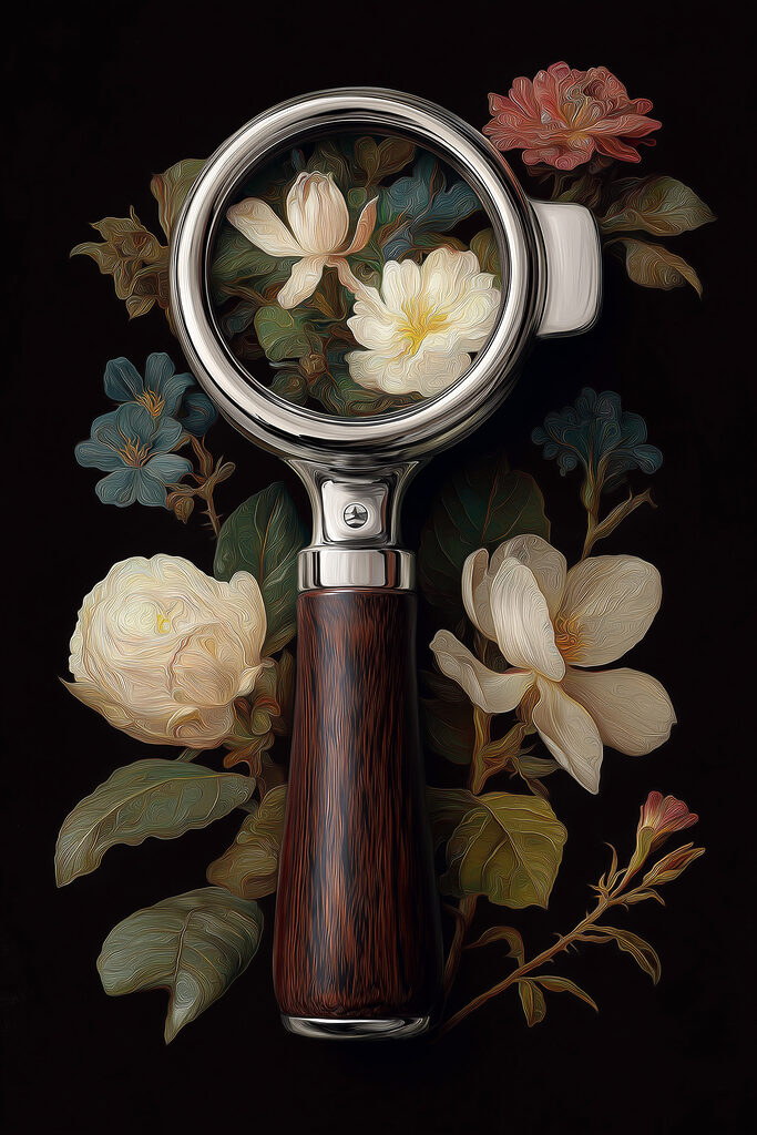 Magnifying glass with flowers Magnifying glass with flowers