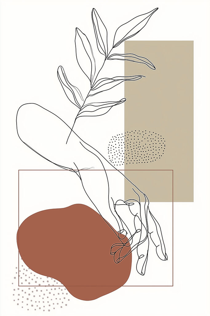 Hand with a leaf and a fruit