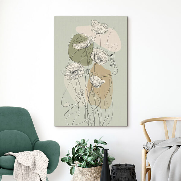 Drawing of a woman with flowers