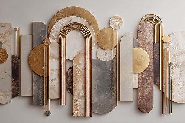Wall art of various shapes and colors