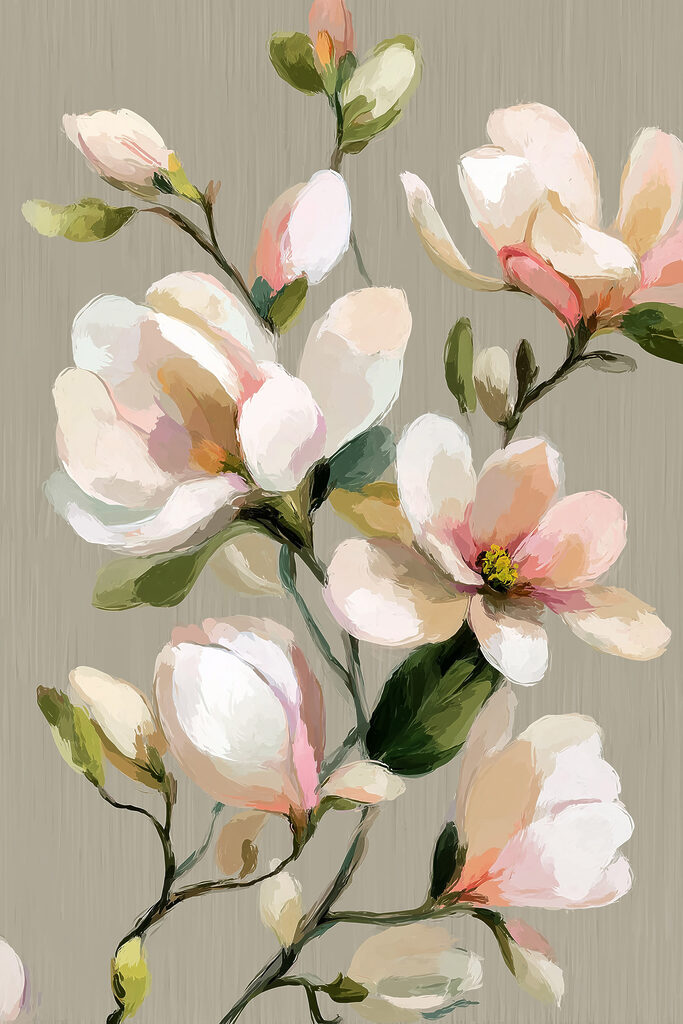 Painting of flowers on a grey background
