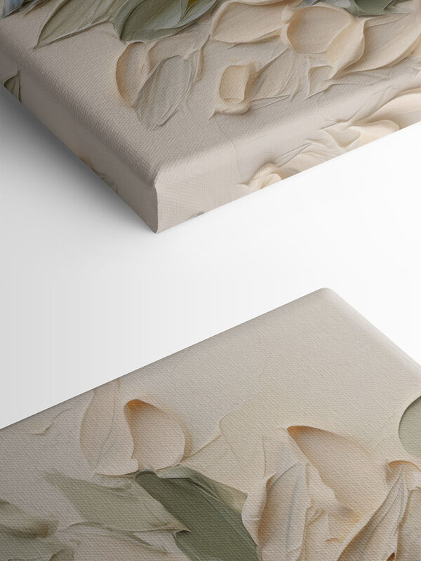 Painting of leaves on a white surface Painting of leaves on a white surface