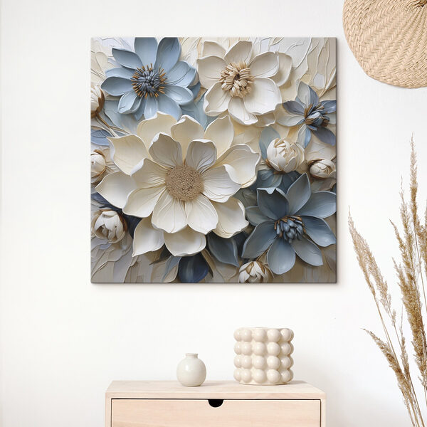 Group of white and blue flowers Group of white and blue flowers