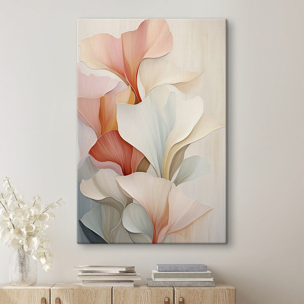 Delicate pastel leaves in soft hues