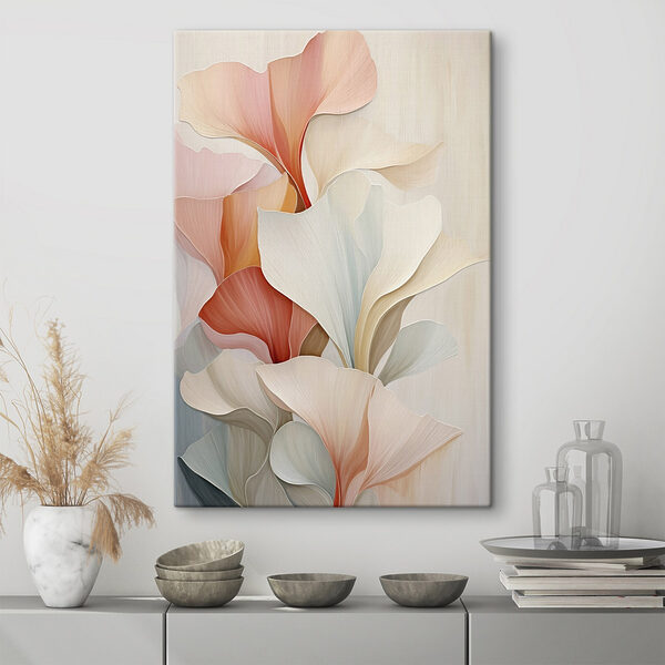 Delicate pastel leaves in soft hues