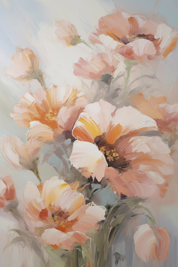 Painting of flowers on a white surface