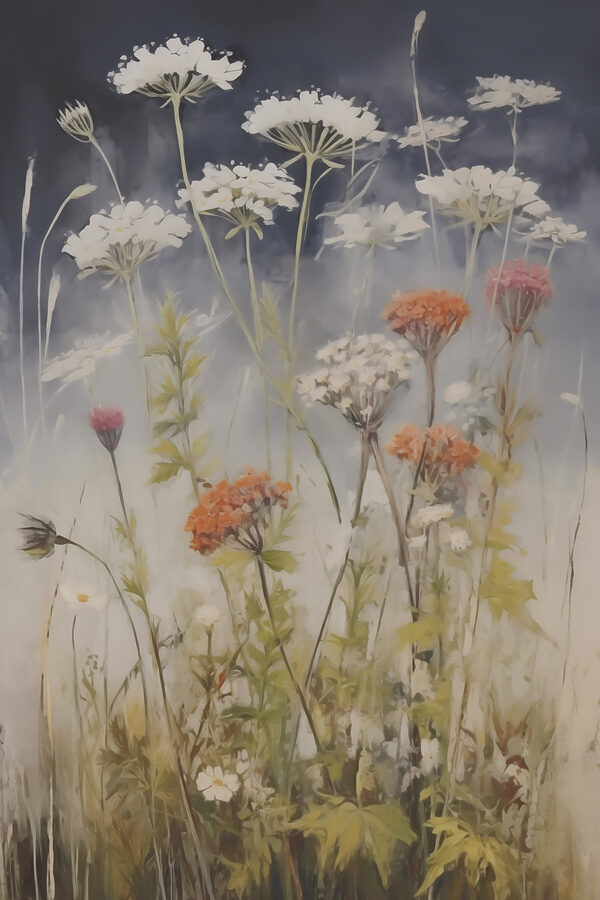 Painting of flowers in a field Painting of flowers in a field
