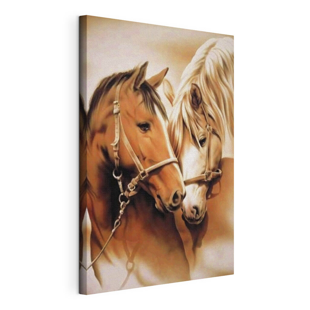 Two horses sharing a gentle moment