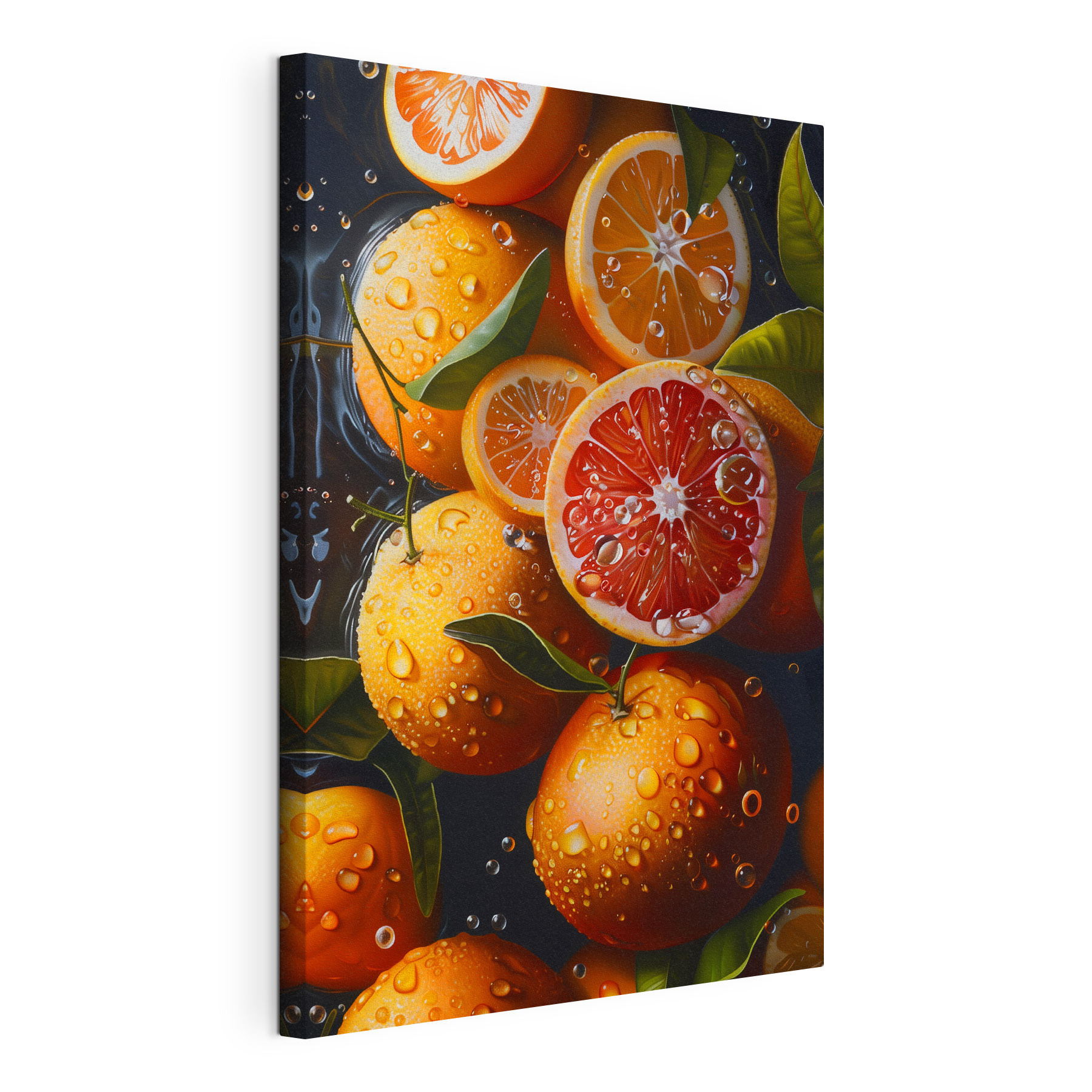 Group of oranges with water drops on them