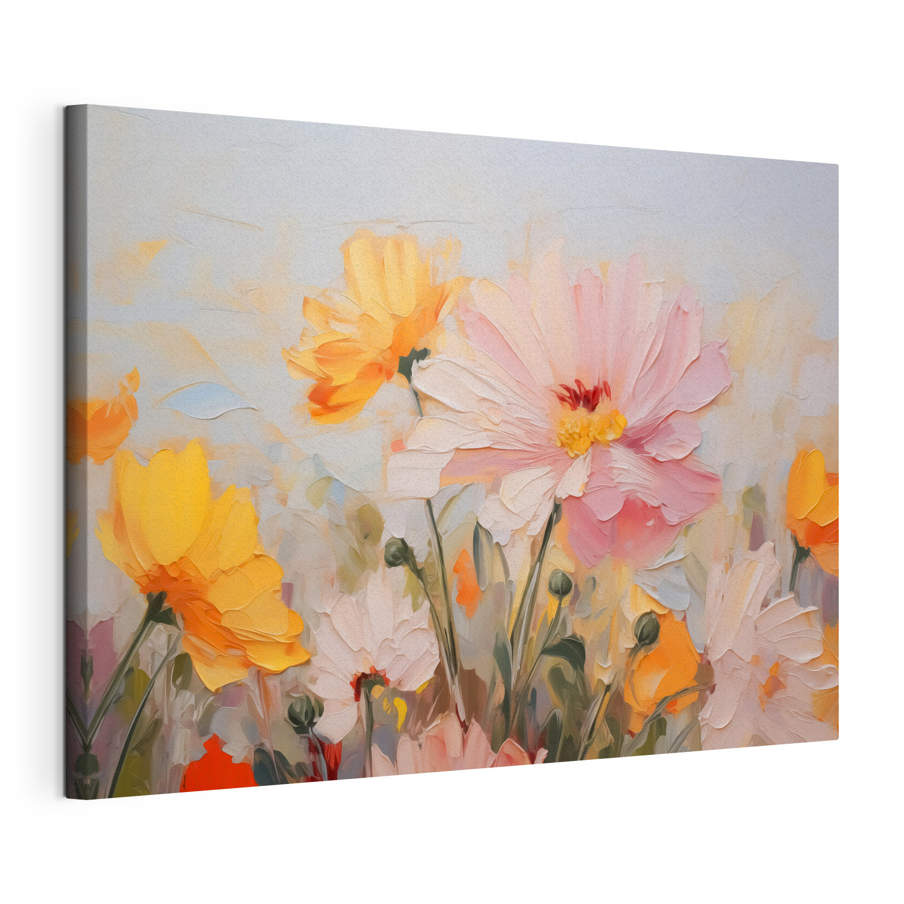 Painting of flowers on a blue background Painting of flowers on a blue background