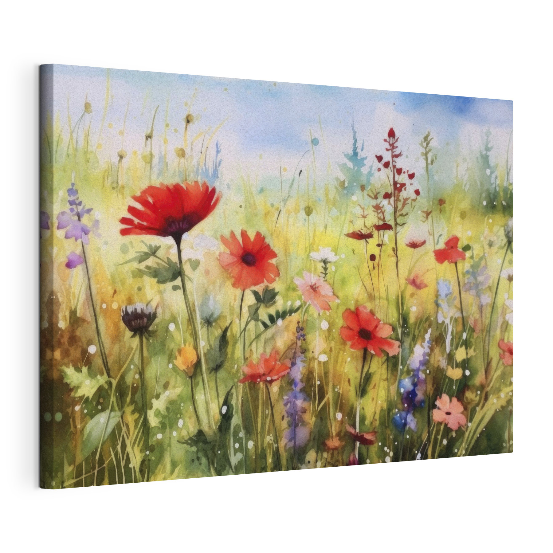 A painting of flowers in a field