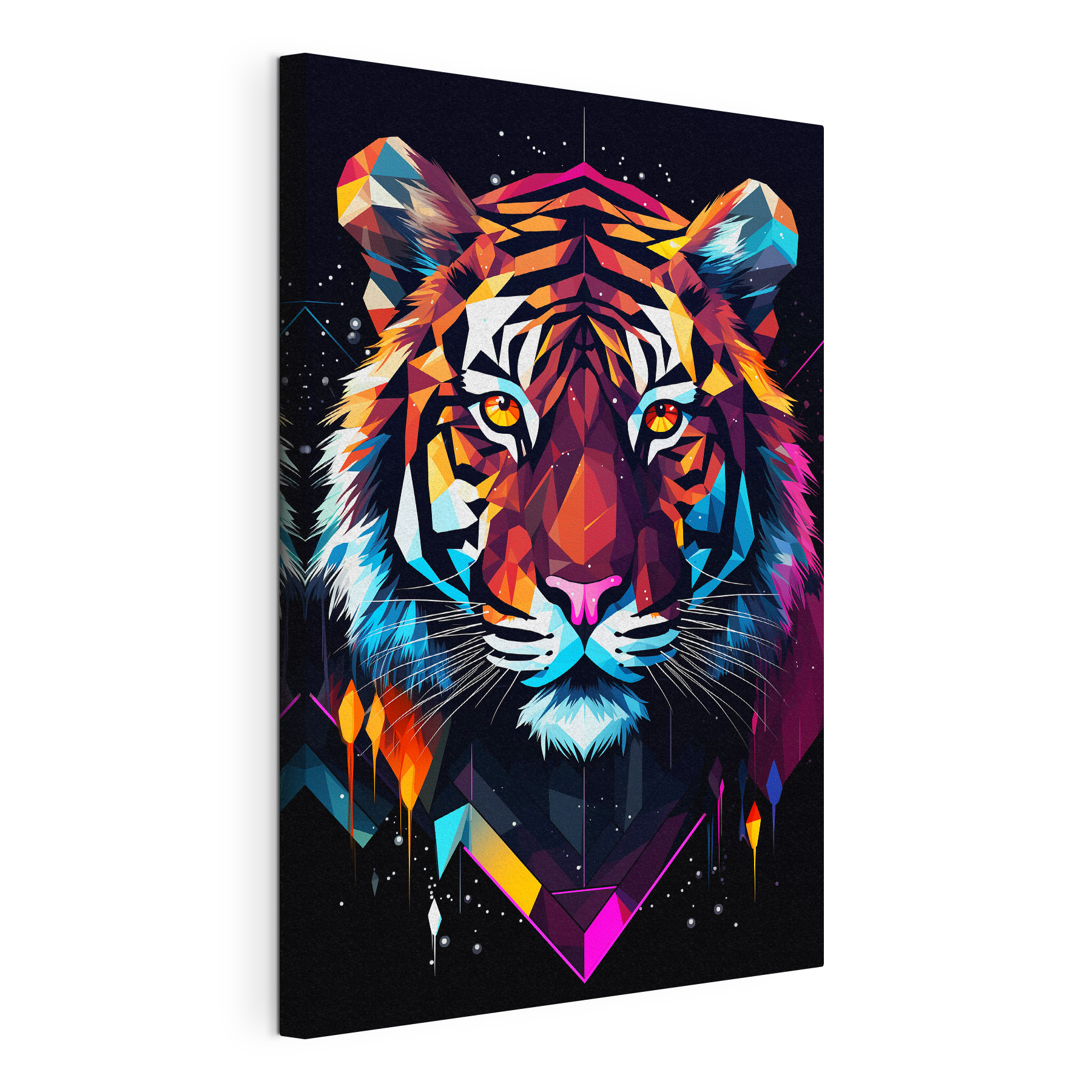 A colorful tiger with white whiskers A colorful tiger with white whiskers