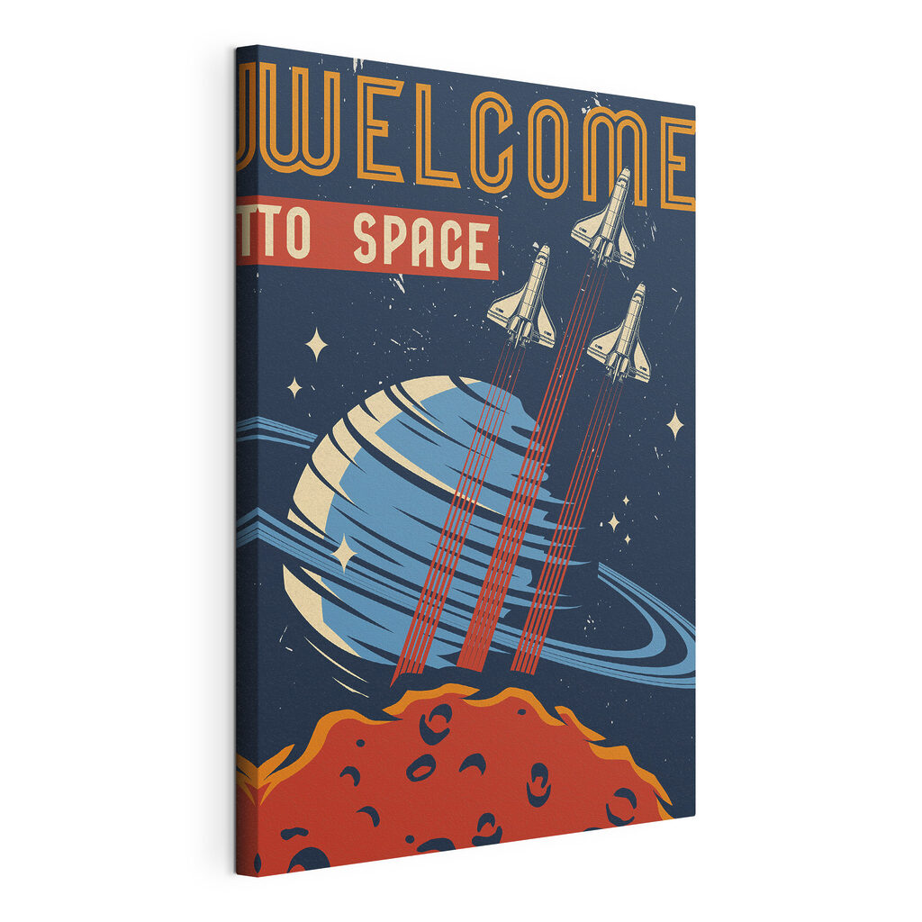 A poster with space shuttles flying in the sky A poster with space shuttles flying in the sky