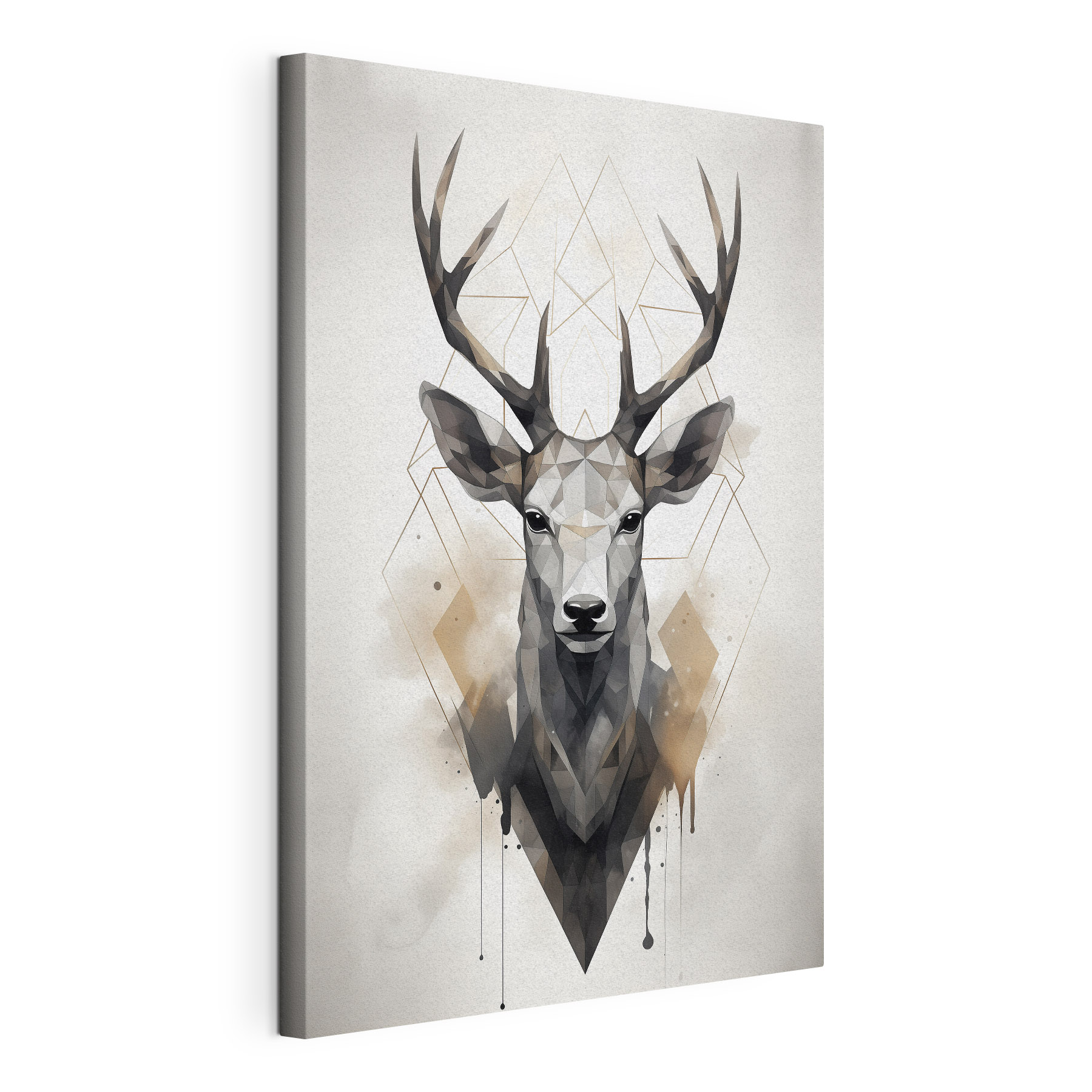 A deer with antlers and a geometric pattern A deer with antlers and a geometric pattern