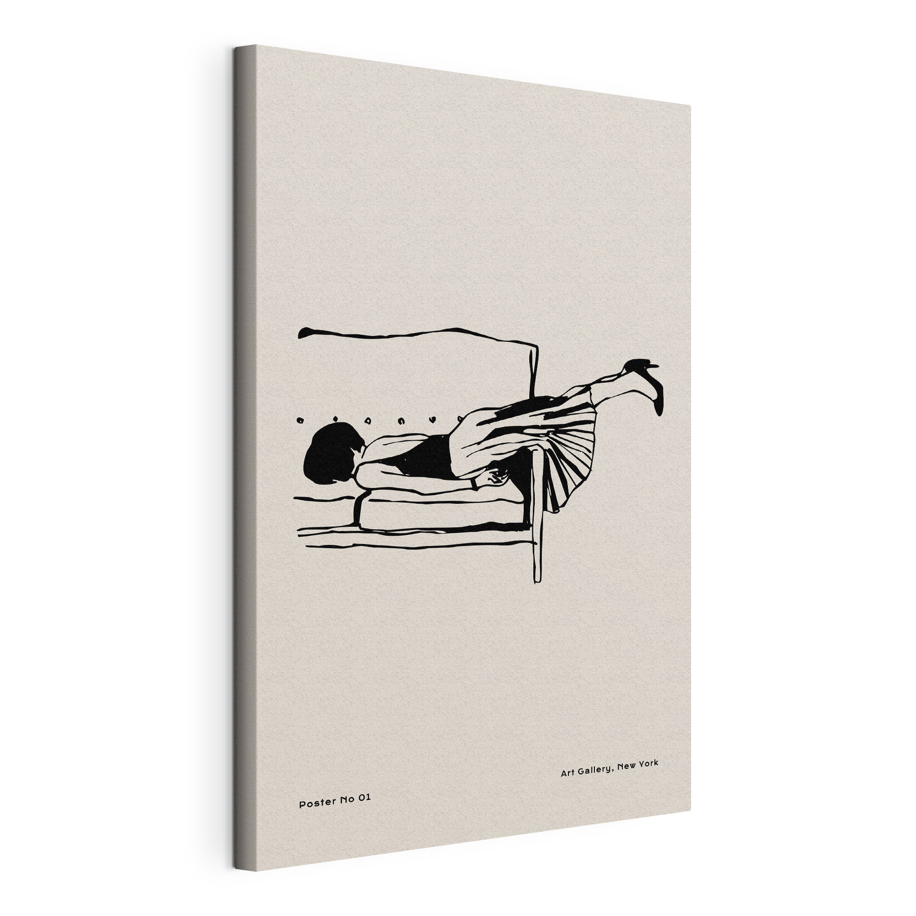A drawing of a woman lying on a bench A drawing of a woman lying on a bench
