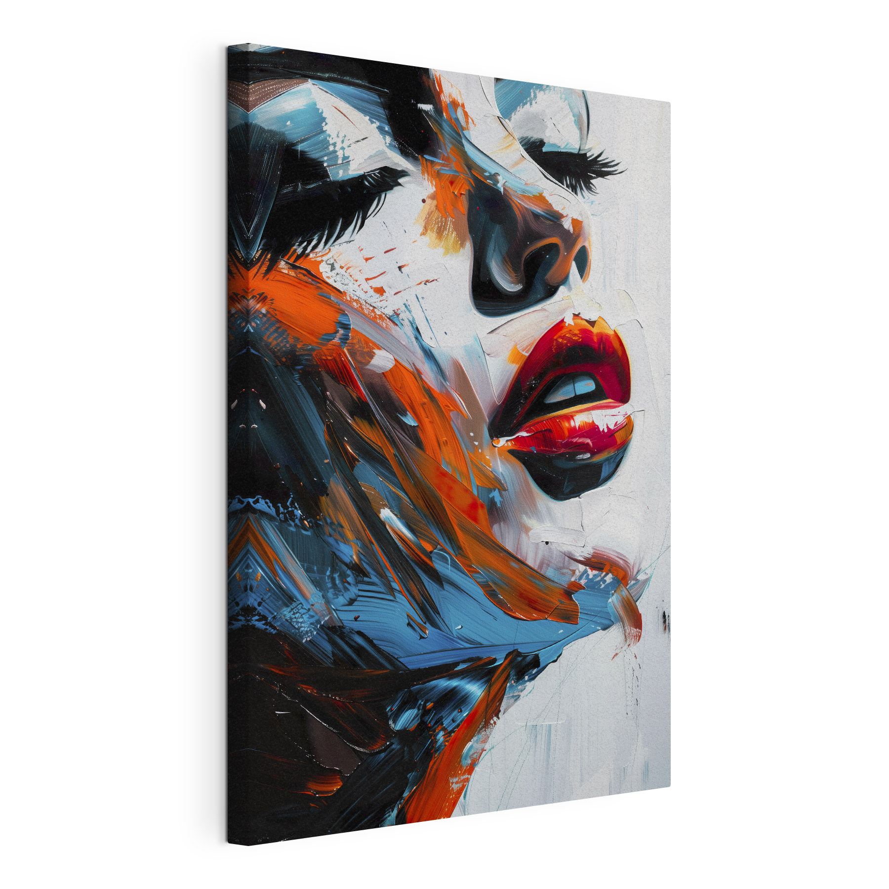A painting of a woman's face A painting of a woman's face