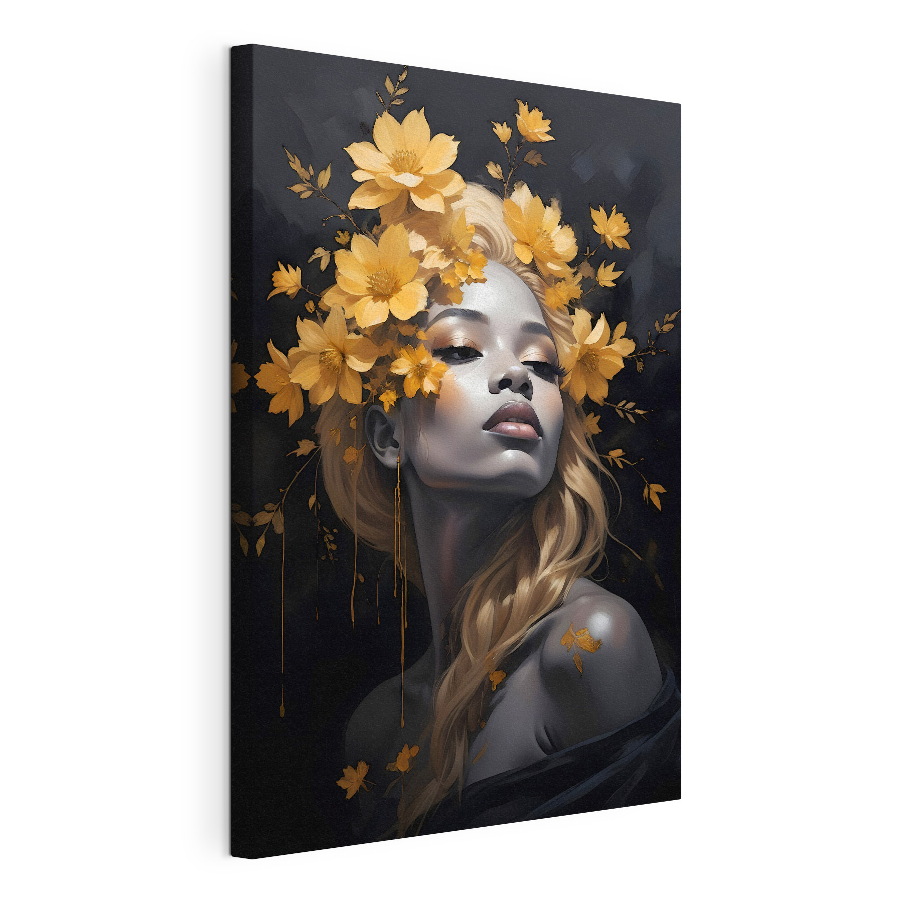 A woman with flowers in her hair