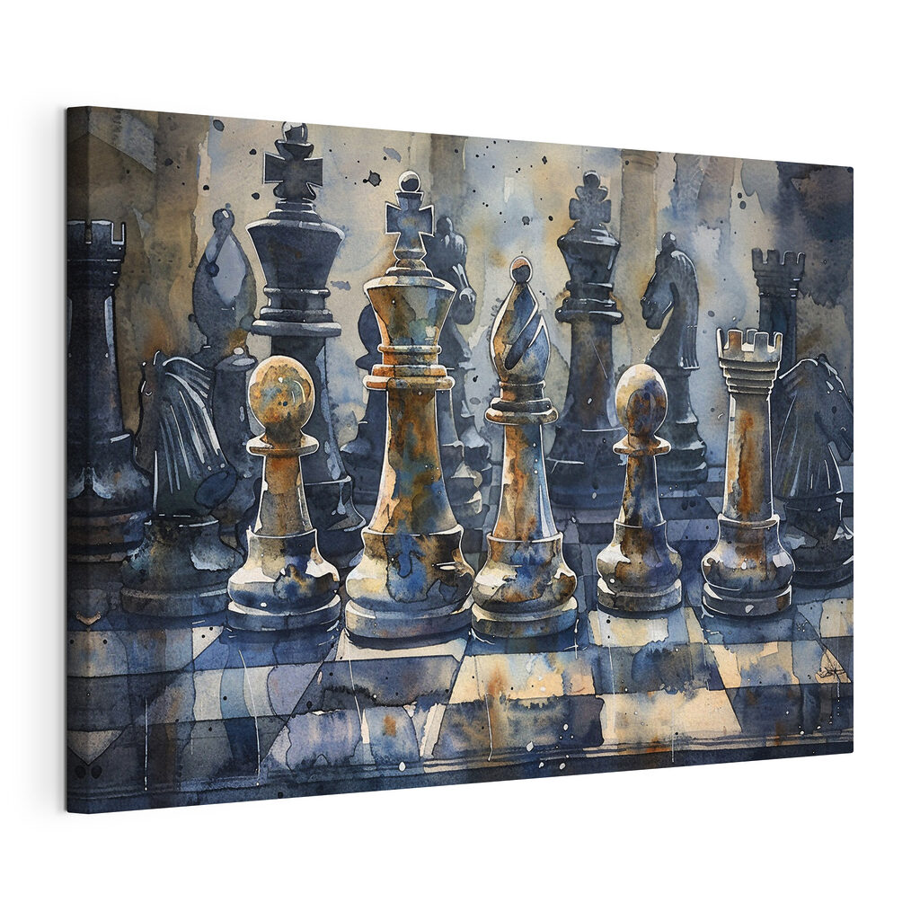 A watercolor of a chess board A watercolor of a chess board