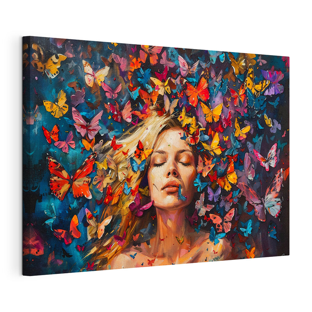 A woman surrounded by butterflies A woman surrounded by butterflies