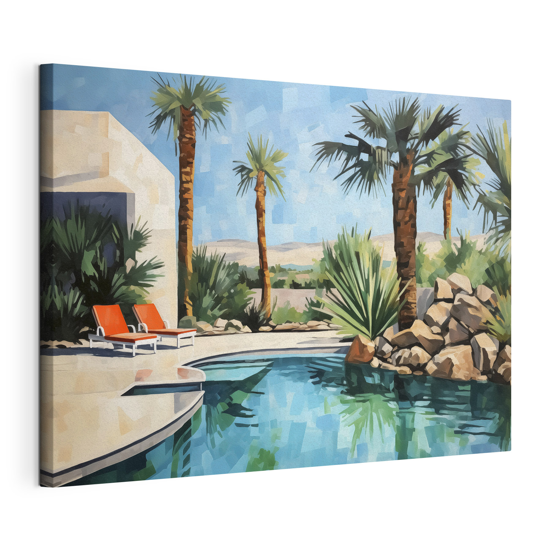 Pool with palm trees and chairs Pool with palm trees and chairs