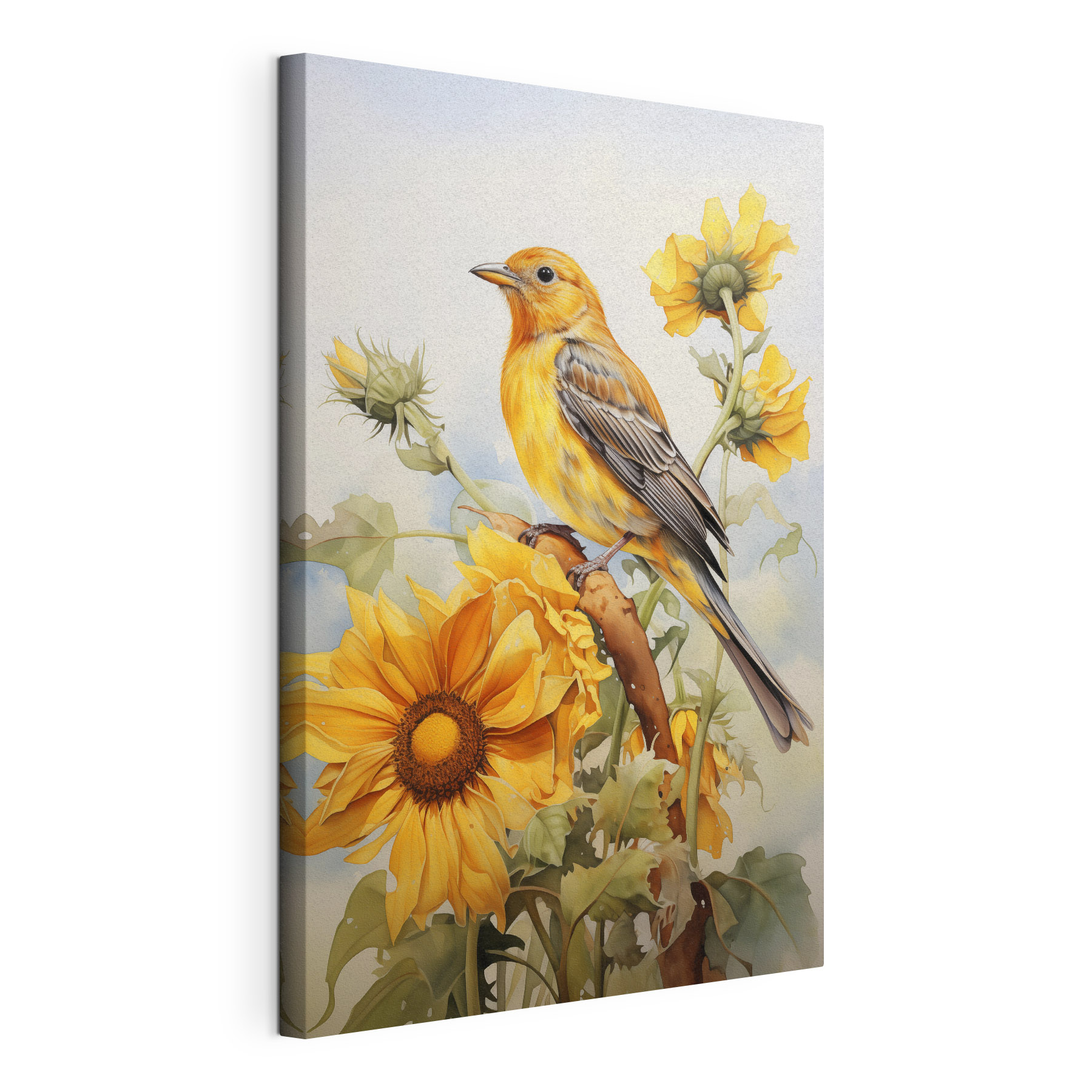 Bird on a branch with flowers