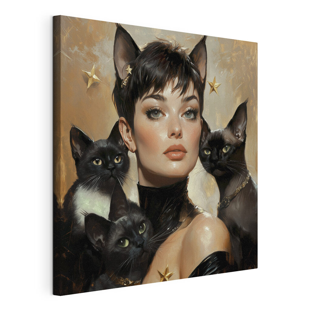 Woman with cats around her neck