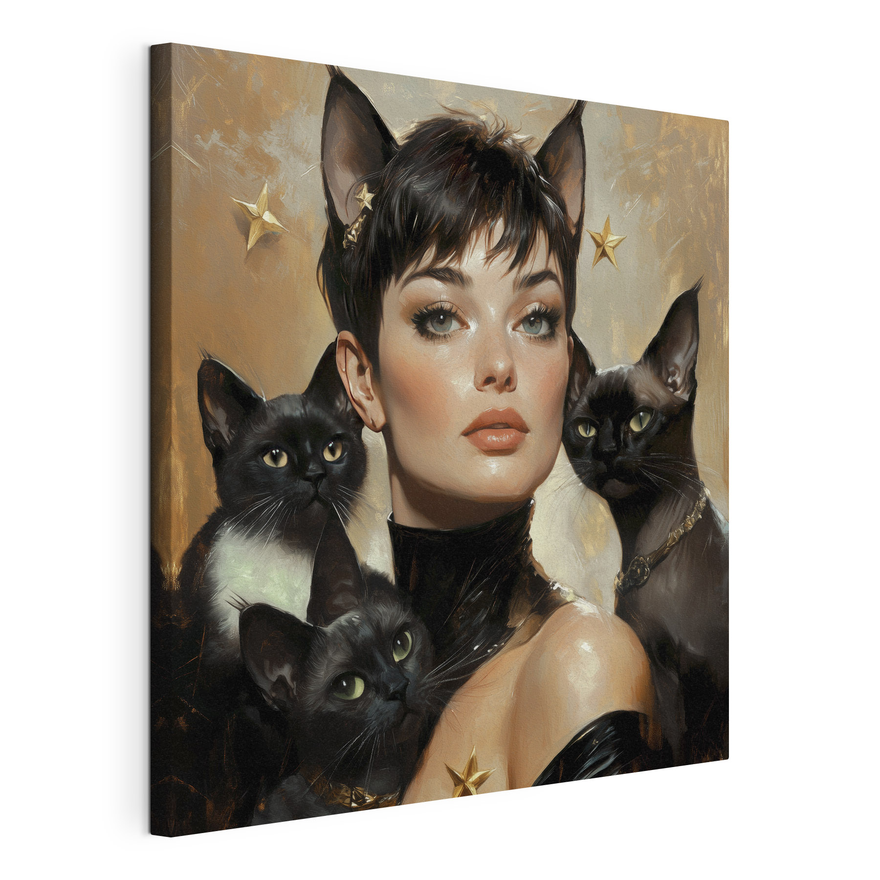 Woman with cats around her neck