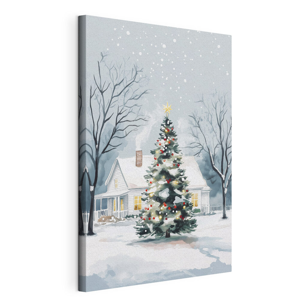Christmas tree in front of a house