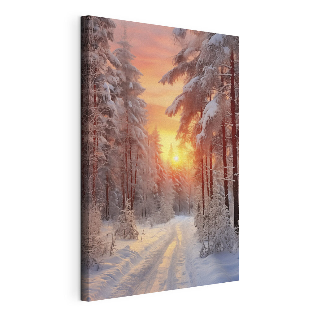 Snow covered road in a forest Snow covered road in a forest