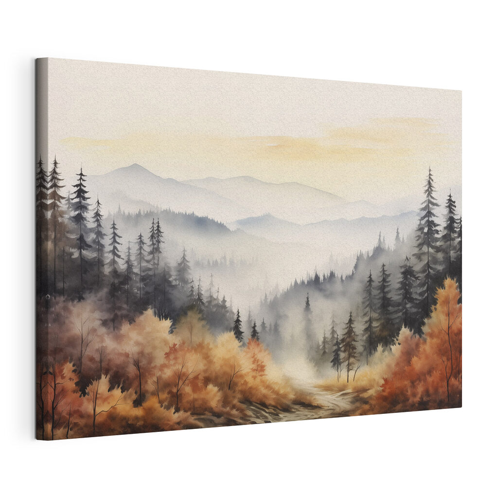 Landscape of a forest with fog Landscape of a forest with fog