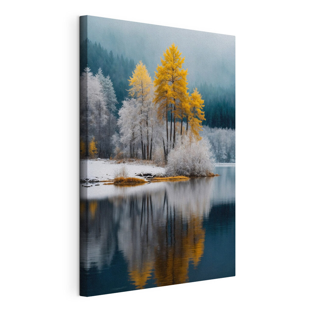Lake with trees and snow Lake with trees and snow