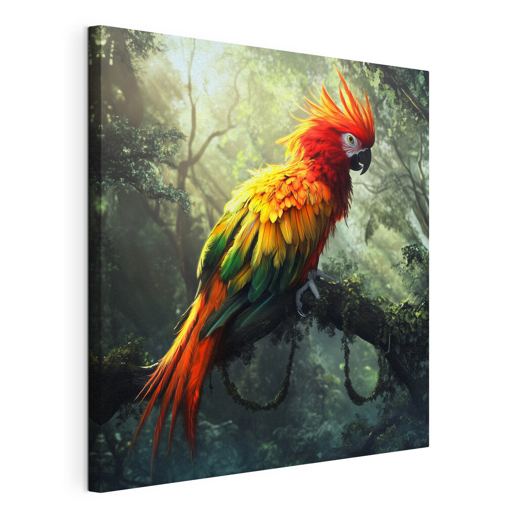 Colorful bird sitting on a tree branch
