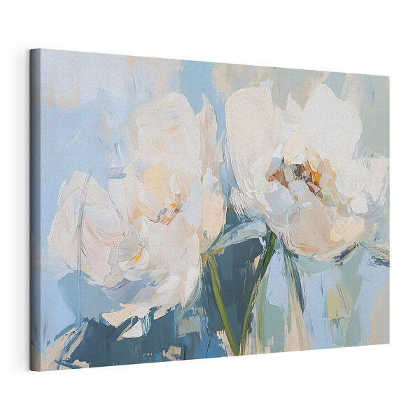 Painting of flowers on a blue background Painting of flowers on a blue background