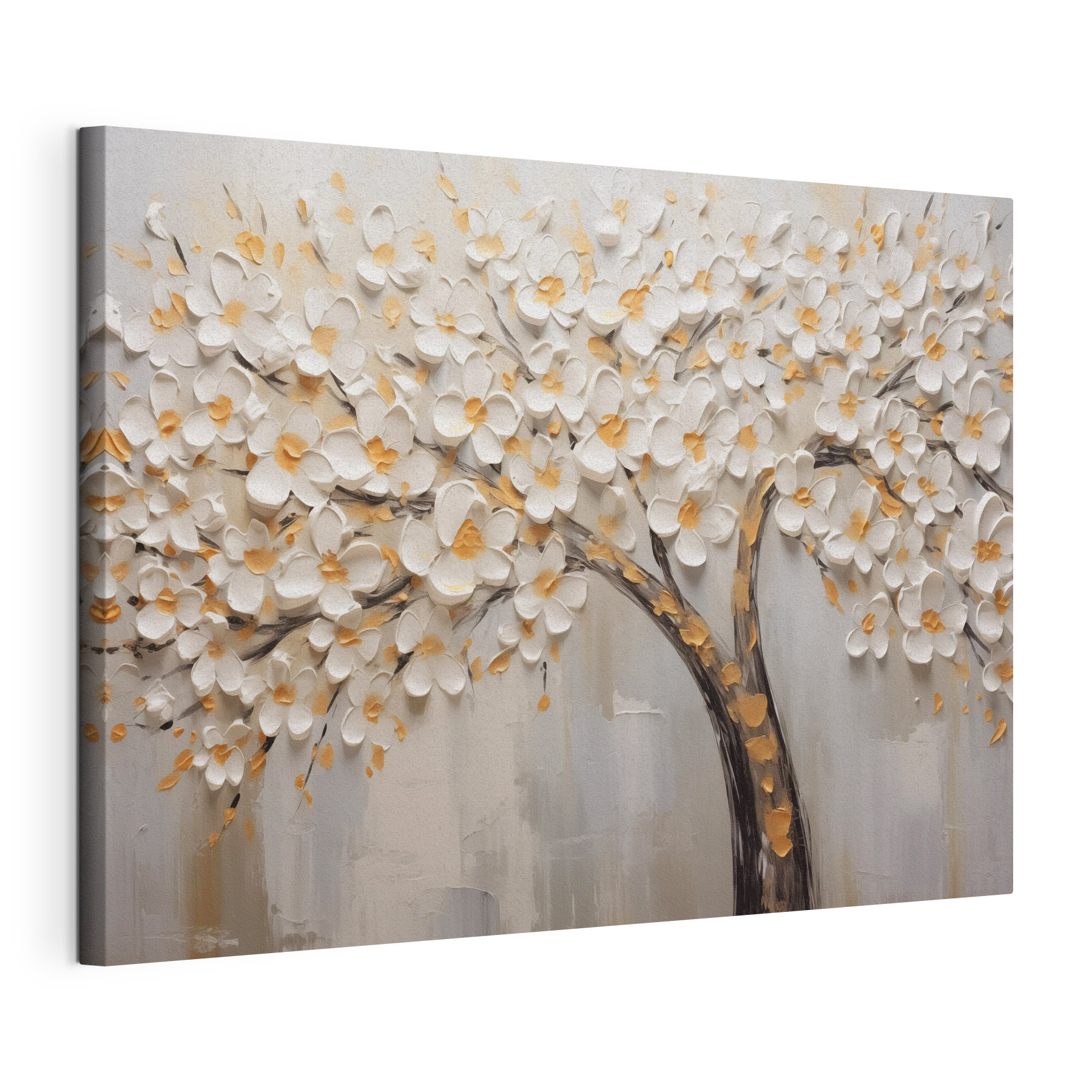 Painting of a tree with white flowers Painting of a tree with white flowers