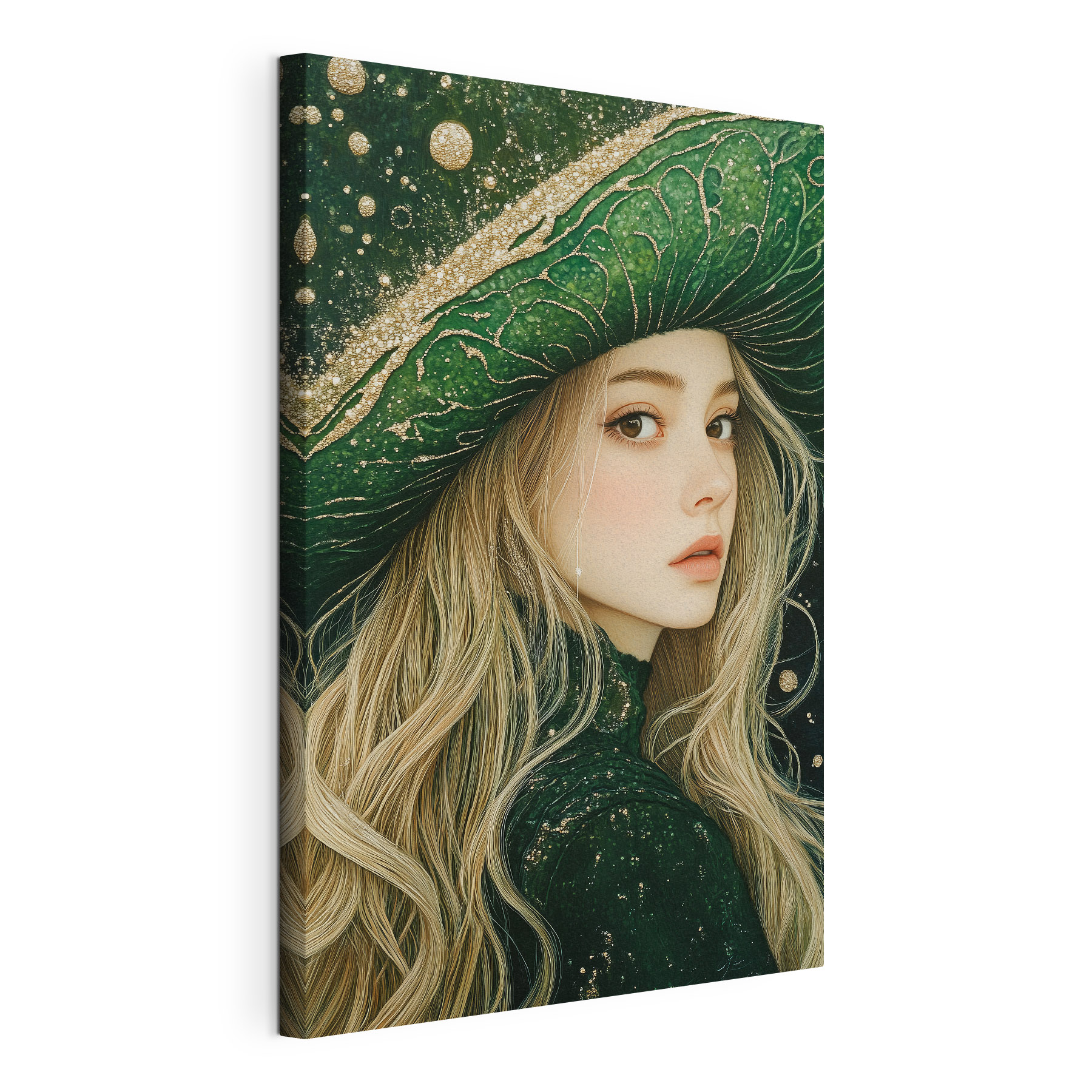 Woman wearing a green hat