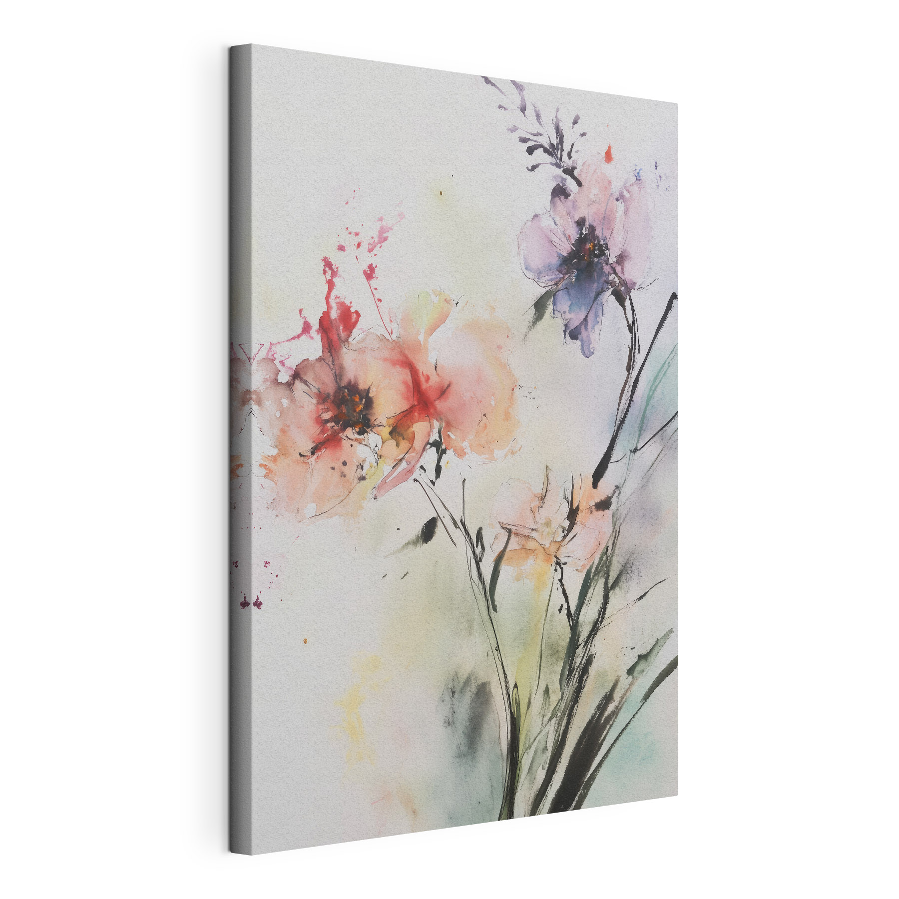 Painting of flowers on a white surface