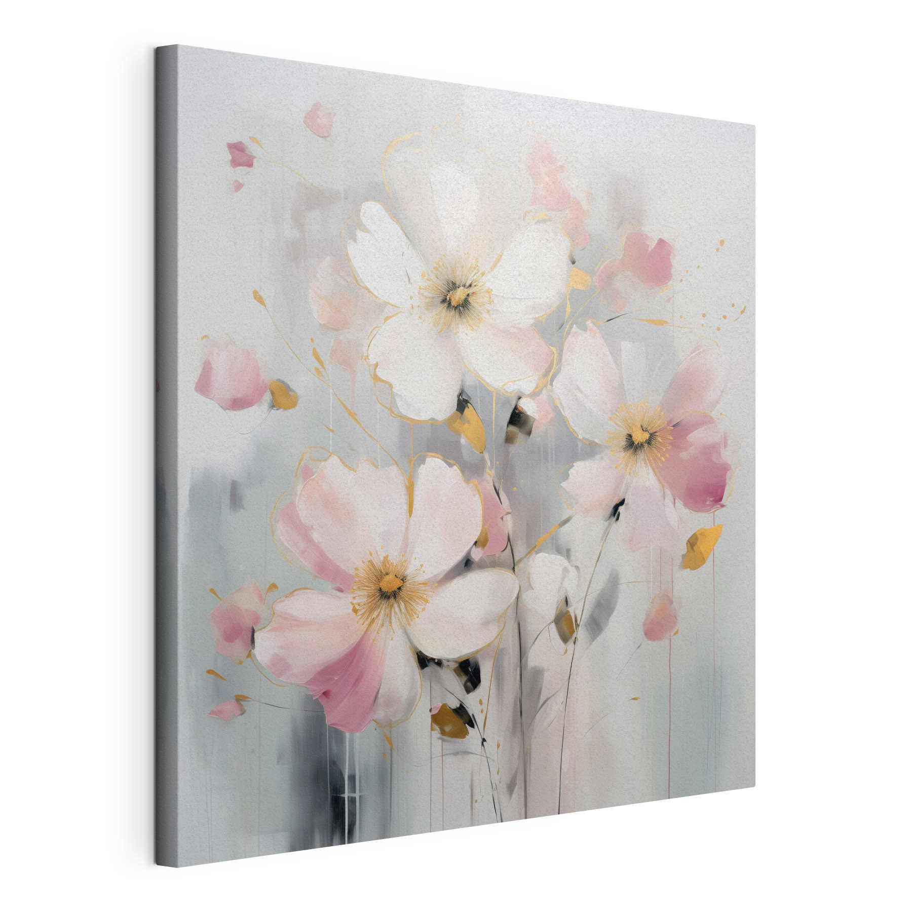Painting of flowers on a grey background