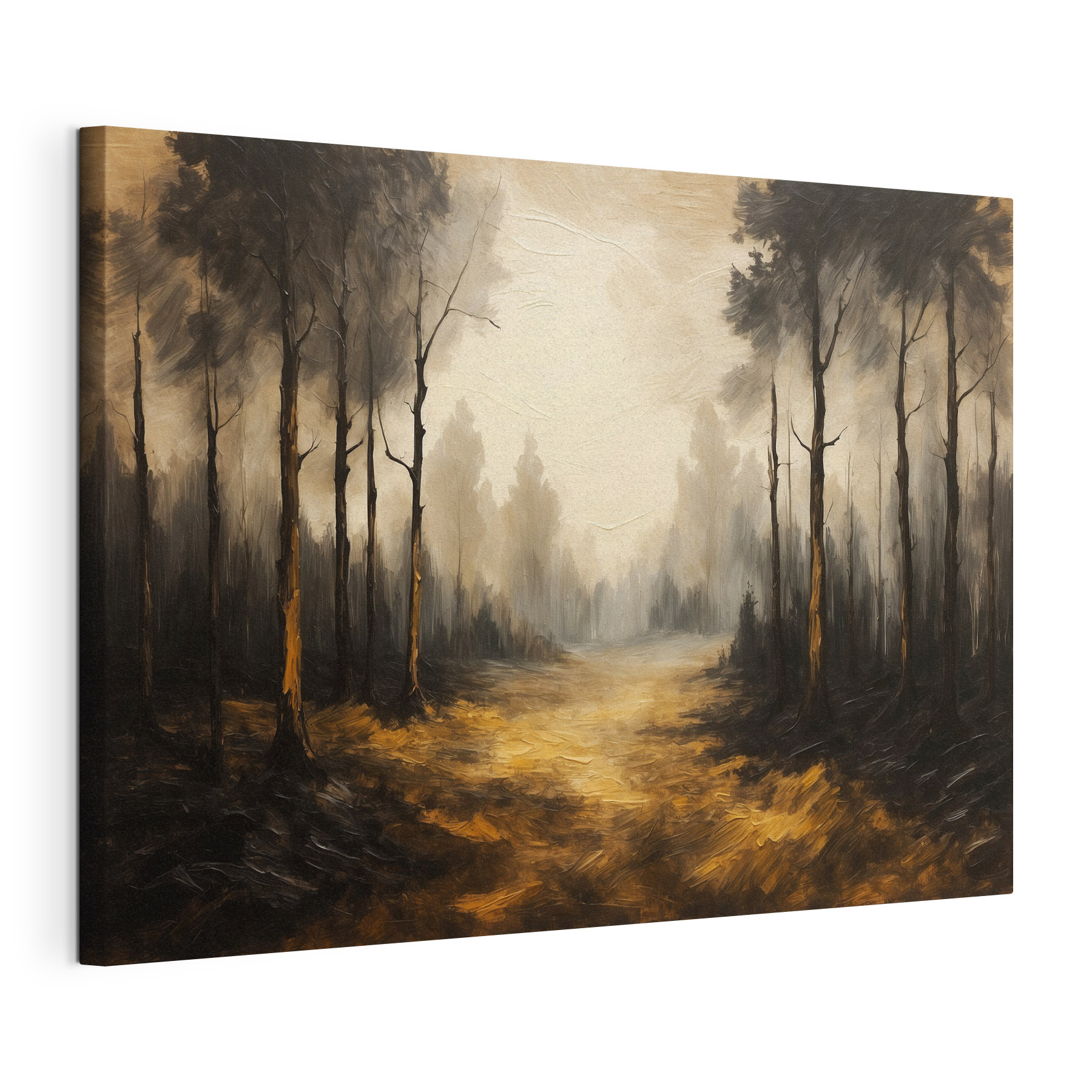 Painting of a forest with trees