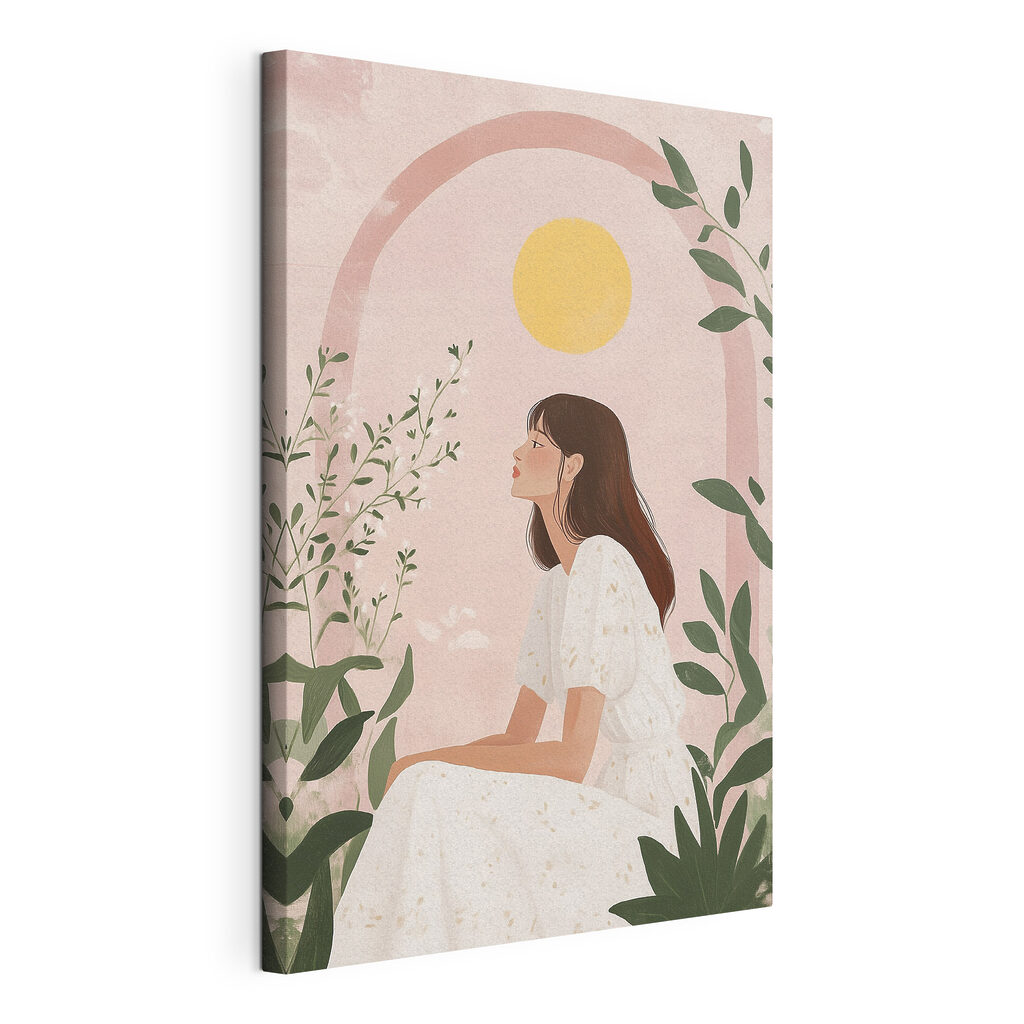Woman sitting in a white dress Woman sitting in a white dress