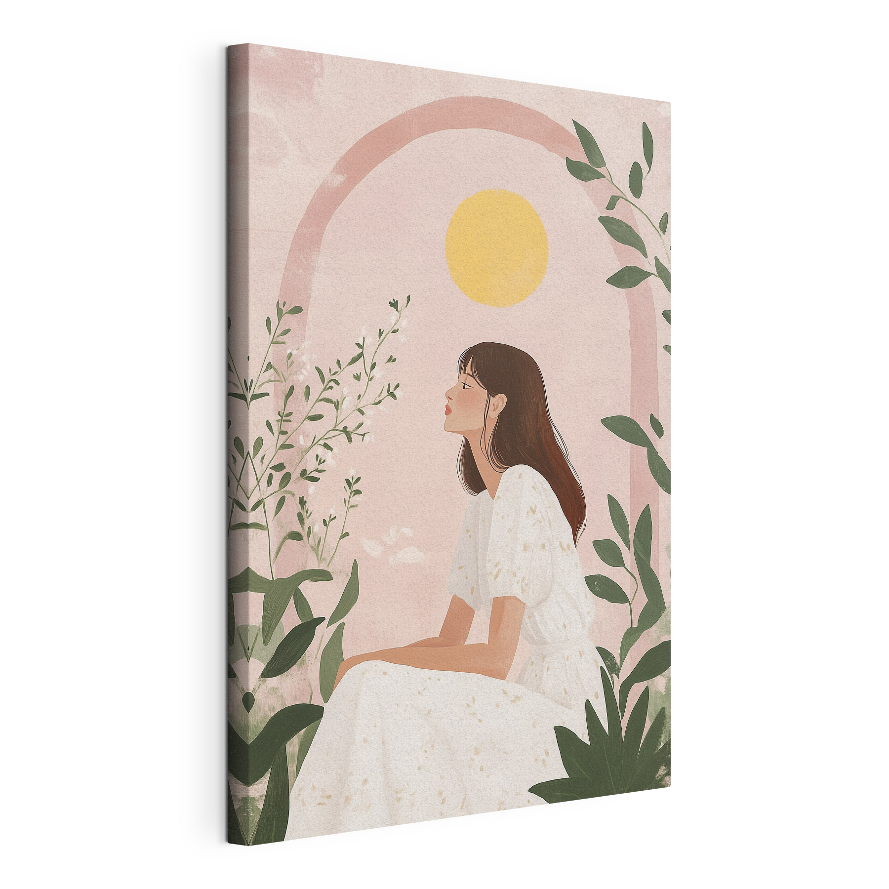 Woman sitting in a white dress Woman sitting in a white dress