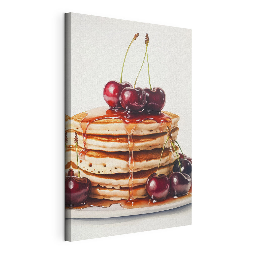 Stack of pancakes with cherries on top