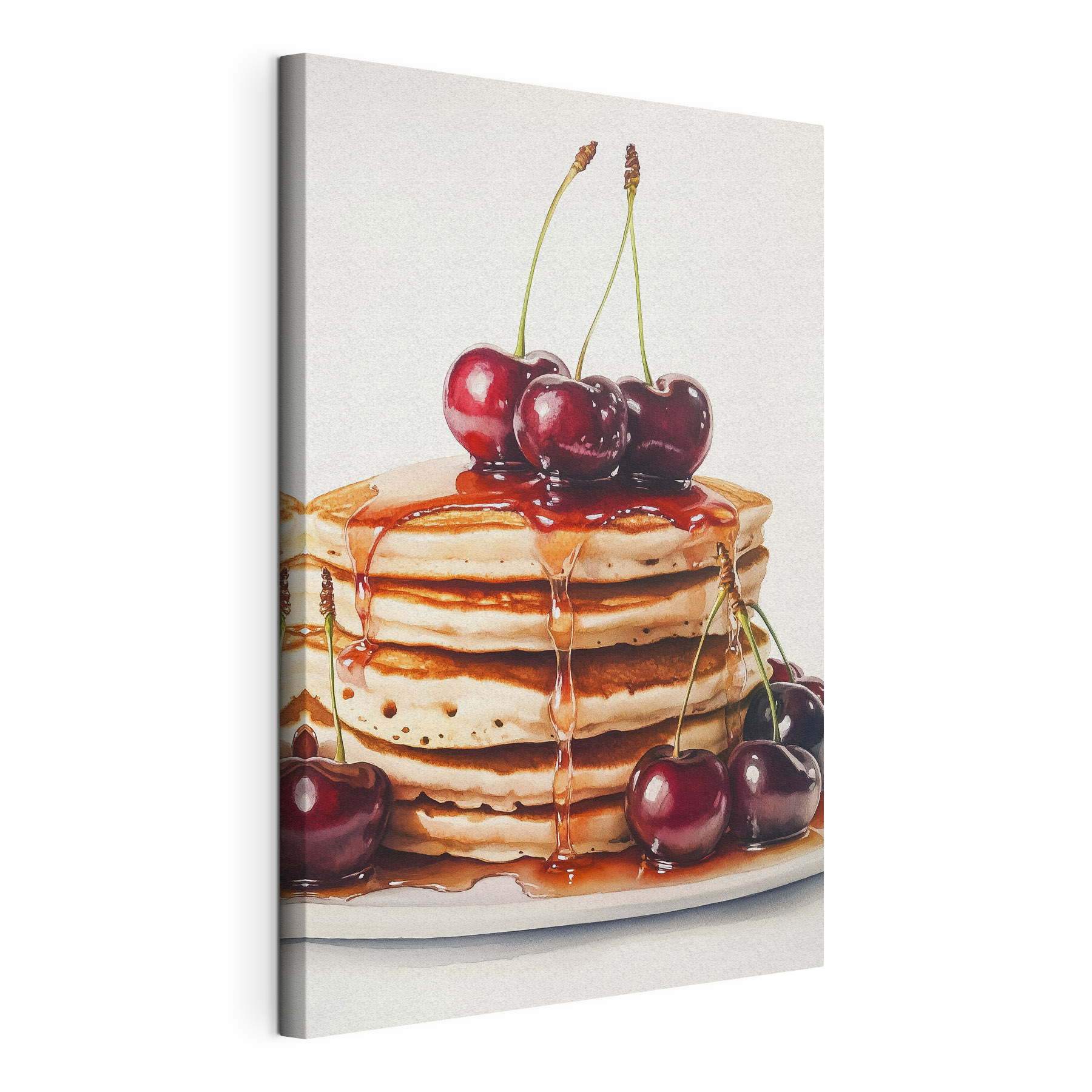 Stack of pancakes with cherries on top