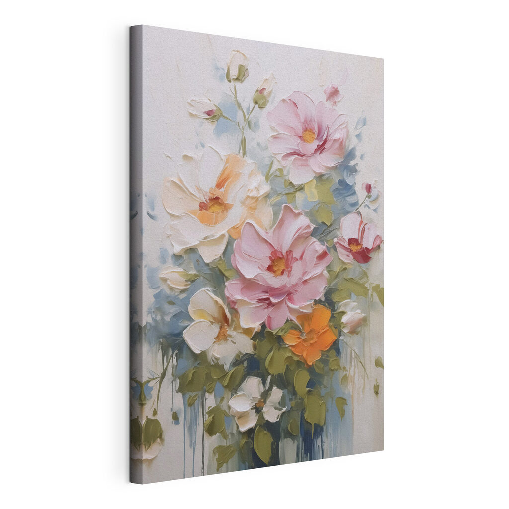 Painting of flowers on a white surface Painting of flowers on a white surface