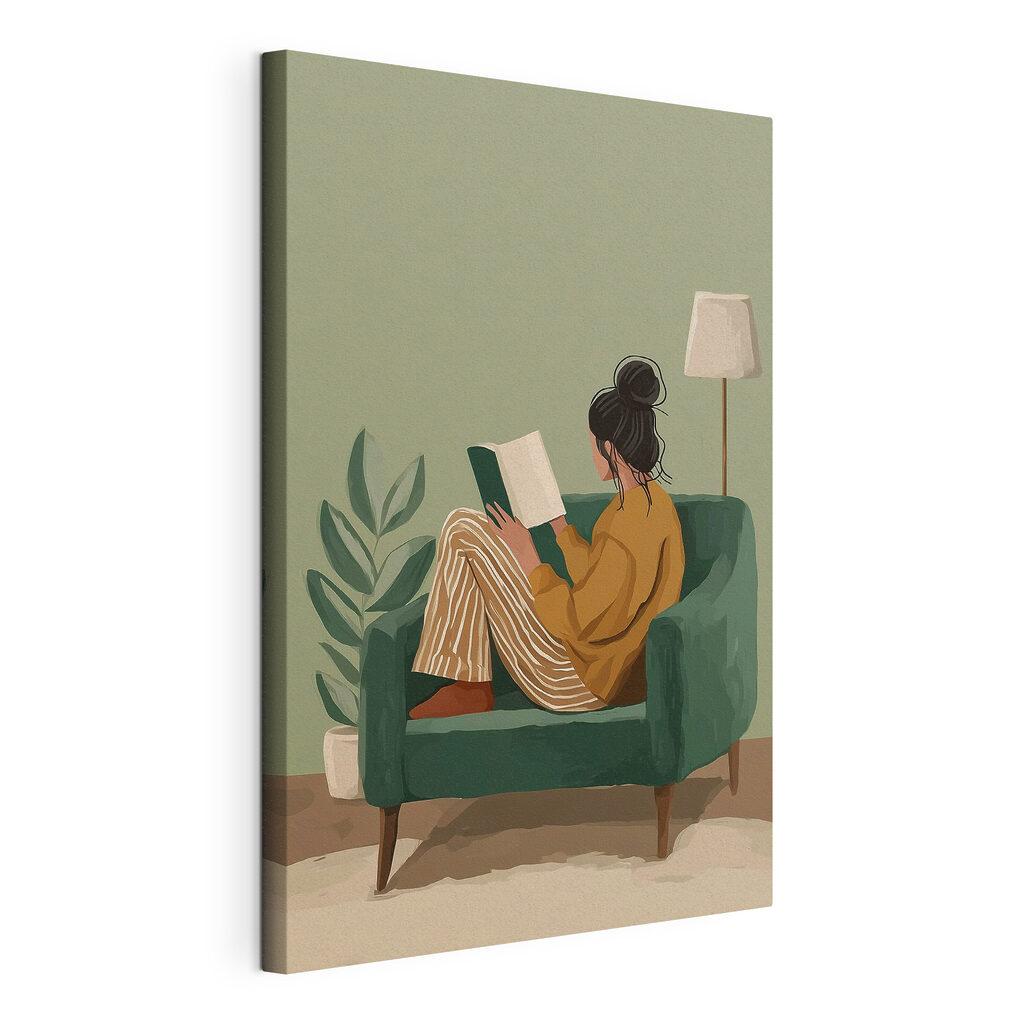 Woman reading a book in a chair